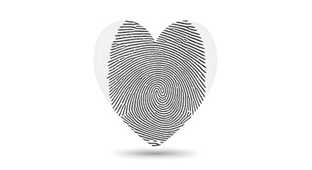 Heart Shaped Fingerprint on White Background