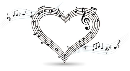 Musical Notes Forming a Heart Shape