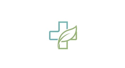 Natural Medicine Logo Design with Cross and Leaf