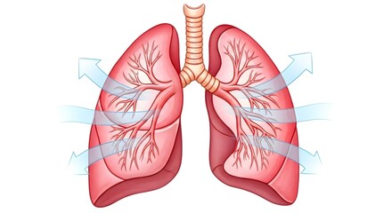 Human Lungs Illustration with Airflow