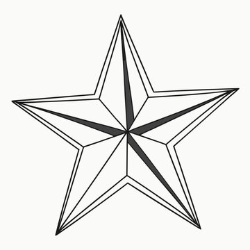 Stylized five pointed star with sharp points and geometric shading