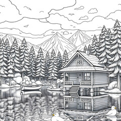 Coloring Pages Houses &ndash; Black & White Edition