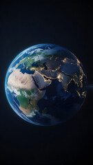 Fototapeta premium Earth rotating at night showing city lights and continents from space planet globe