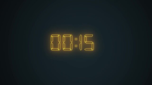 Neon 30 sceonds countdown animation from 0 seconds to 30 second with alpha channel.