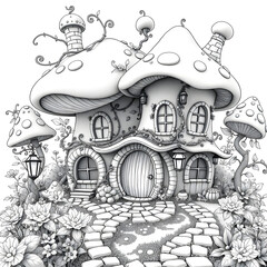 Coloring Pages Houses &ndash; Black & White Edition