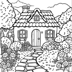 Coloring Pages Houses &ndash; Black & White Edition