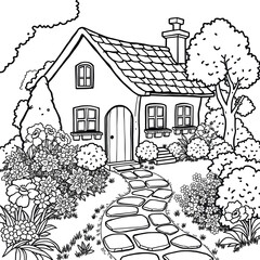 Coloring Pages Houses &ndash; Black & White Edition