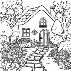Coloring Pages Houses &ndash; Black & White Edition