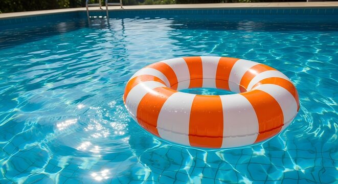 inflatable ring floating in a swimming pool - Powered by Adobe
