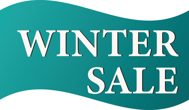 Winter sale banner with wavy teal design, discount promotion Vector