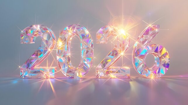 Celebrating with Shimmering Digits, Crystal Numbers Glow and Reflect Light, A Year of Sparkling Opulence