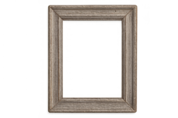 Wooden frame with natural grain texture, vertical rectangular border, empty space for content, isolated on transparent background