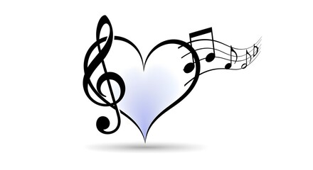 Heart of Music Treble Clef and Musical Notes
