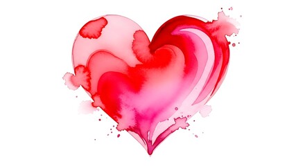 Watercolor Heart Illustration in Red and Pink