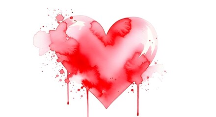 Watercolor Heart with Red Splatters