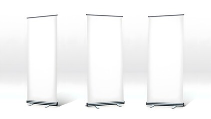 Three Blank Roll-Up Banners for Event Display and Marketing Use