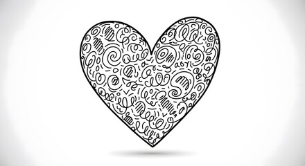 Doodle Heart Illustration Isolated on White