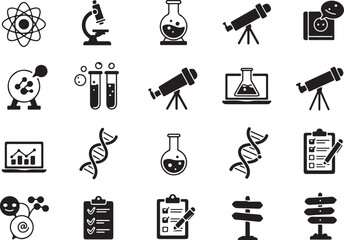 Science and chemistry icon set vector illustration collection