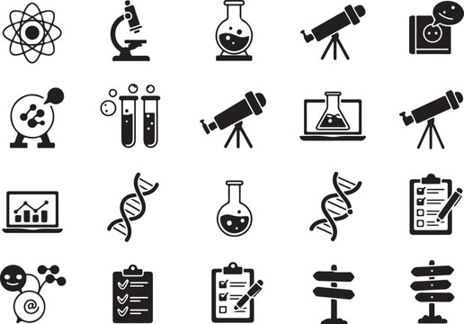 Science and chemistry icon set vector illustration collection