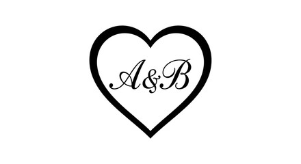 Heart with 'A & B' Design for Wedding or Anniversary
