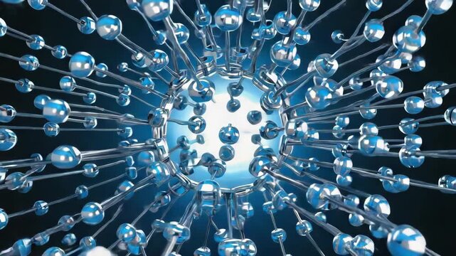 Abstract molecular network with glowing core. scientific technology concept - Powered by Adobe