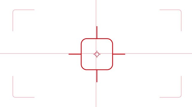 Red screen crosshair target reticle animation isolated on white background