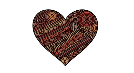Ornate Heart with Ethnic Pattern Illustration