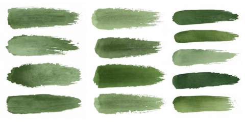 Matcha Brushstroke Marks Set, green painted texture