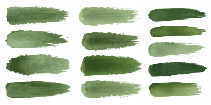 Matcha Brushstroke Marks Set, green painted texture