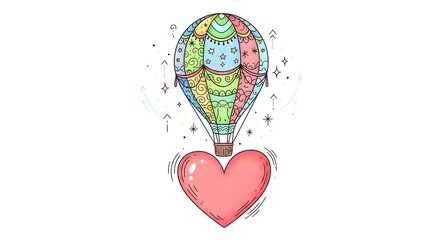 Hot Air Balloon with Heart Illustration