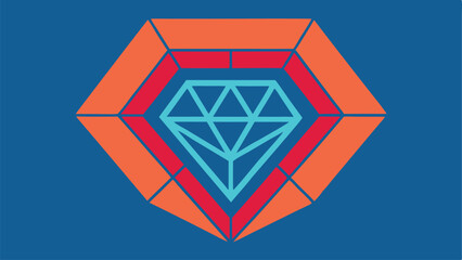 Geometric Diamond Shape Surrounded By Orange And Red Hexagonal Segments abstract blue