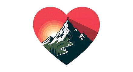 Mountain Climbing Heart Illustration
