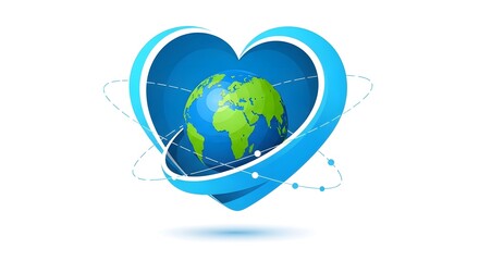 Love the Earth Globe in Heart Illustration