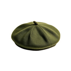 Military style beret with a smooth texture and flexible design [Transparent Background PNG].