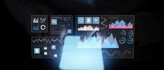 Interactive Data Analytics Dashboard with Digital Charts and Graph Visualization.