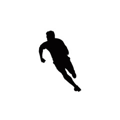 Obraz premium Dynamic silhouette of a soccer player running fast on a white background