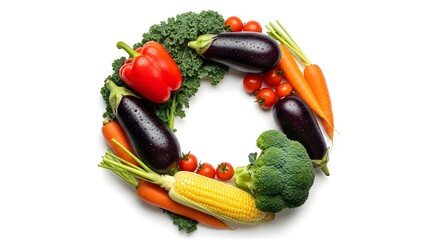 Fresh Vegetables Arranged in Circle Frame