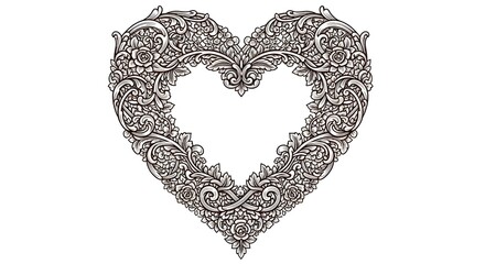 Ornate Floral Heart Vector Graphic
