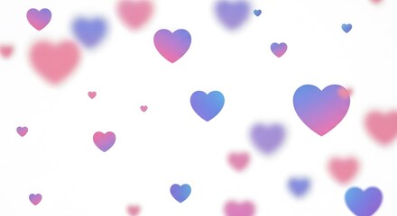 Gradient Hearts Pattern on White Background