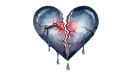 Watercolor Illustration of a Broken Heart