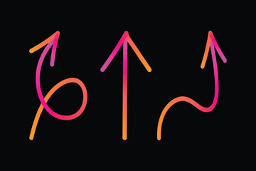 3D Abstract Gradient Arrow Set in Black Background