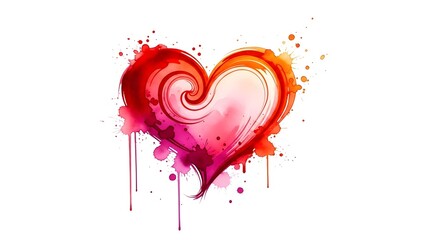Watercolor Heart with Splatters Valentine's Day