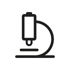 A simple black and white line drawing of a microscope vector icon