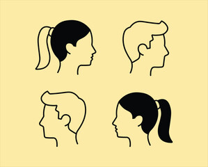 Minimal Profile Icons Set on Beige Background (Male and Female)