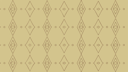 Fototapeta premium Repeating pattern of hand-drawn diamond shapes and small circles on a beige background graphic