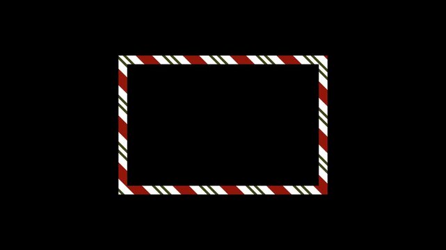 Christmas candy stripe frame with transparent background and alpha channel, perfect for holiday video overlays, festive graphics, greeting cards, and seasonal media projects