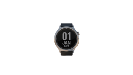A modern smartwatch displays the date of January 1st.