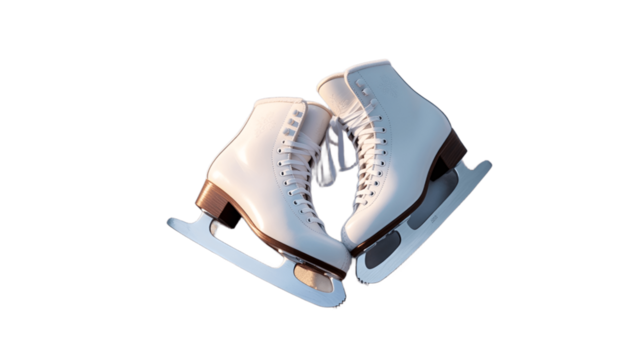 Elegant ice skates ready for gliding on the ice.