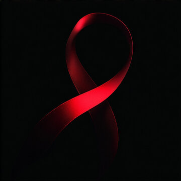 Ruban rouge sur fond noir pour la journ&eacute;e mondiale de lutte contre le sida et le Sidaction, visuel symbolique et percutant pour le 1er d&eacute;cembre
