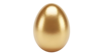 Shiny golden egg isolated on transparent background, symbol of wealth